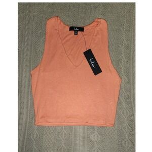 Lulus Womens Peach V-Neck Sleeveless Cropped Tank Top Size Medium NWT